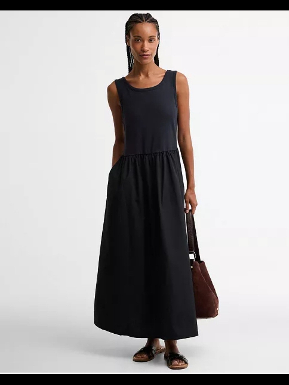 J. Crew Black Sleeveless Maxi Dress with Scoop Neck